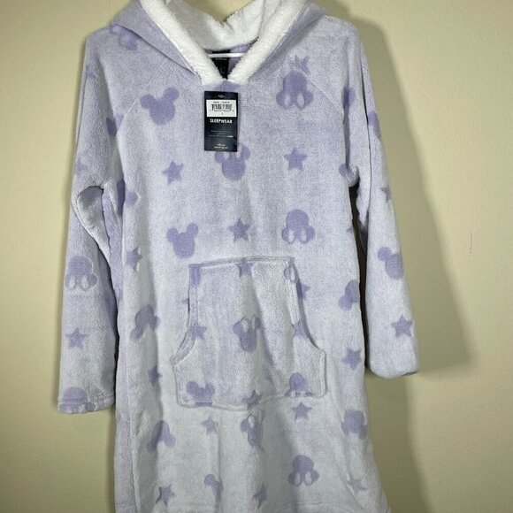 NWT! Disney Sleepwear Girls Nightgown with Hood S Purple Mini Mouse Comfy - Picture 1 of 5